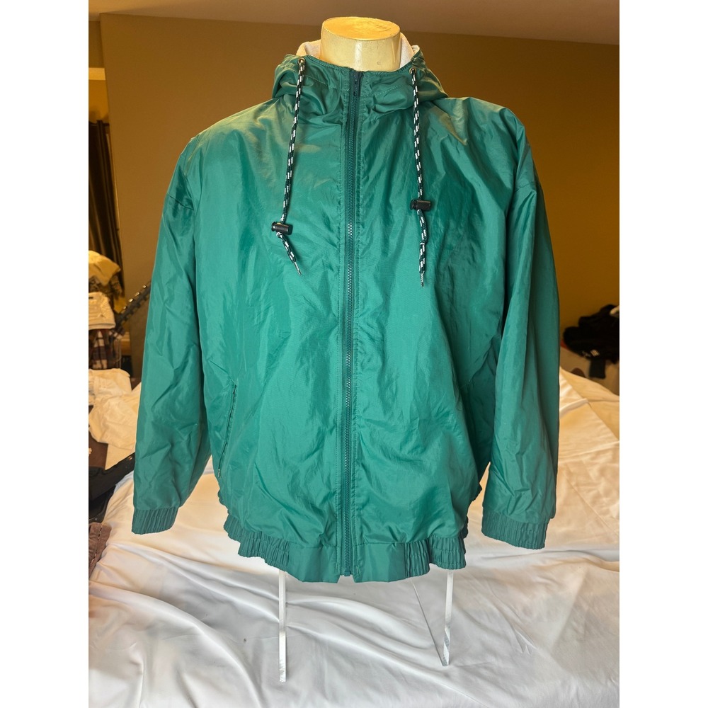 Vintage Rennoc USA Teal Green Hooded Windbreaker Jacket Men's XL